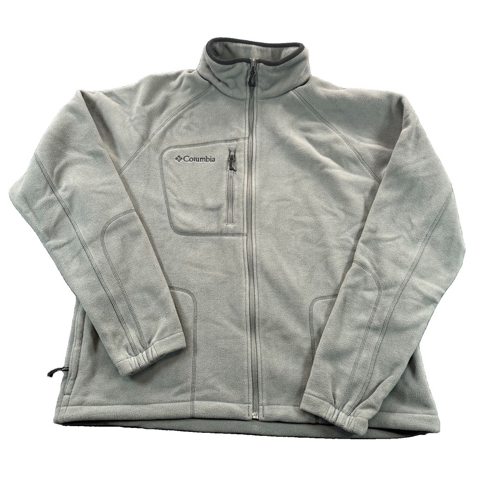 Columbia Fleece Men’s Jacket Large Gray Full zip up Long Sleeve 3 pocket